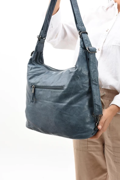 571 collections Suni Deri Yumuşak Dokumalı Sırt Omuz Çantası Mavi (Model: 571-11-13B) - Resim 3