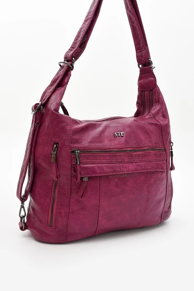 571 collections Suni Deri Yumuşak Dokumalı Sırt Omuz Çantası Mor (Model: 571-11-13B) - 5