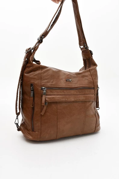 571 collections Suni Deri Yumuşak Dokumalı Sırt Omuz Çantası Taba (Model: 571-11-13B) - Resim 5