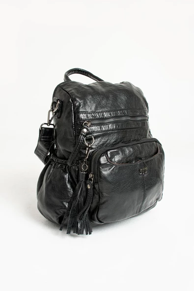 571 collections Suni Deri Sırt Çantası Siyah (Model: 571-9-12B) - Resim 5