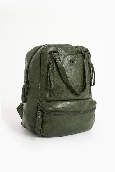 571 collections Suni Deri Sırt Çantası Yeşil (Model: 571-9-12D) - Resim 5