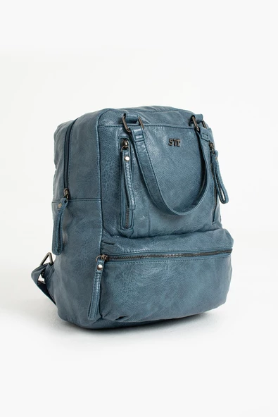 571 collections Suni Deri Sırt Çantası Mavi (Model: 571-9-12D) - Resim 6