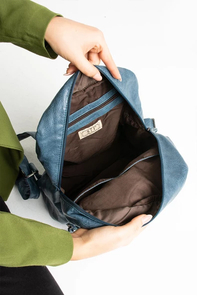 571 collections Suni Deri Sırt Çantası Mavi (Model: 571-9-12D) - Resim 5