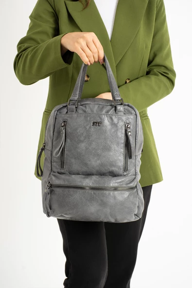 571 collections Suni Deri Sırt Çantası Gri (Model: 571-9-12D) ürün görseli