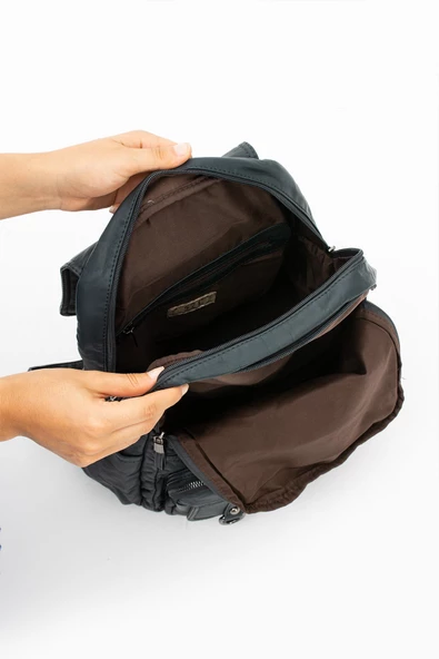 571 collections Yıkanmış Deri Sırt Çantası Mavi (Model: 571-11-11E) - Resim 4