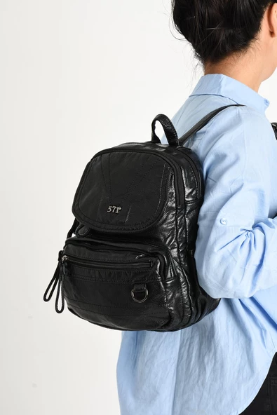 571 collections Suni Deri yumuşak dokumalı  Sırt Çantası Siyah (Model: 571-11-12H) - Resim 2
