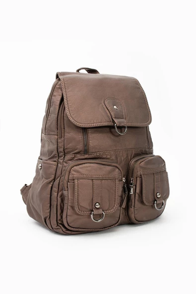 571 collections Yıkanmış Deri Sırt Çantası Bronz (Model: 571-11-11E) - Resim 5