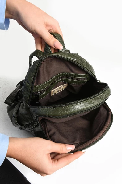 571 collections Suni Deri yumuşak dokumalı  Sırt Çantası Yeşil (Model: 571-11-12H) - 4