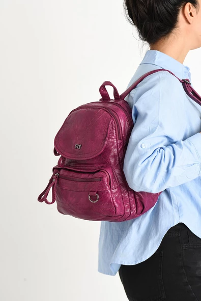 Suni Deri yumuşak dokumalı  Sırt Çantası Mor (Model: 571-11-12H) - 2