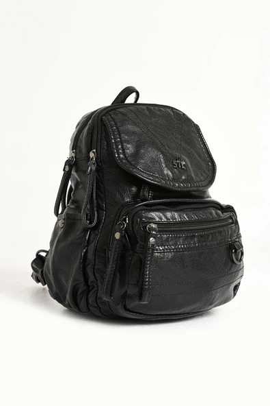 571 collections Suni Deri yumuşak dokumalı  Sırt Çantası Siyah (Model: 571-11-12H) - Resim 5