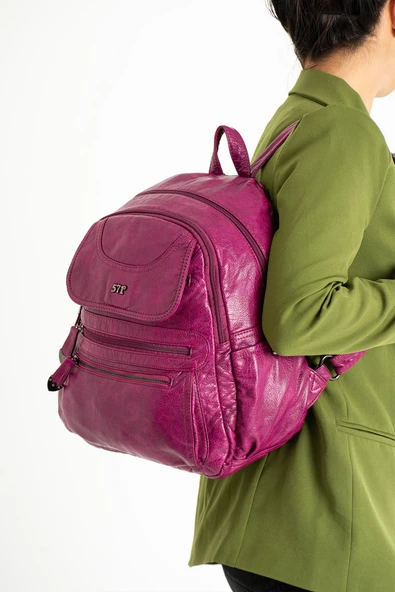 571 collections Suni Deri Sırt Çantası Mor (Model: 571-11-12G) - 2