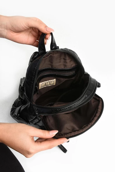571 collections Suni Deri yumuşak dokumalı  Sırt Çantası Siyah (Model: 571-11-12H) - Resim 4