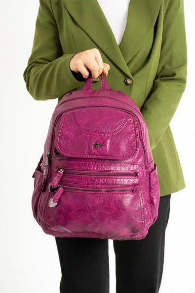 571 collections Suni Deri Sırt Çantası Mor (Model: 571-11-12G) - 3