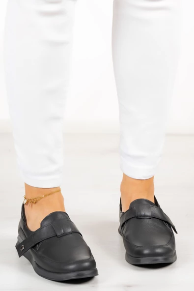 Erkan Saçmacı Daniela Siyah Hakiki Deri Tokalı Günlük Ayakkabı - 3