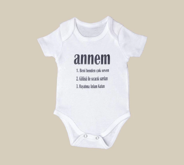 Unisex Bebek Ekru Organik Annem Ve Babam Yazılı Kısa Kol Body 2'li Set annem babam - 4