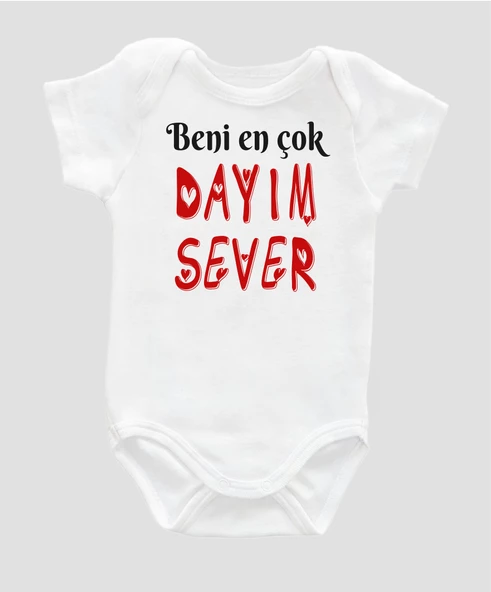 Organik %100 Pamuk Beni En Çok Dayım Sever Baskılı Bebek Body ZBN068 - 1