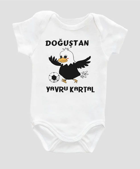 Organik %100 Pamuk Doğuştan Yavru Kartal Bebek Body ZBN092 - 1