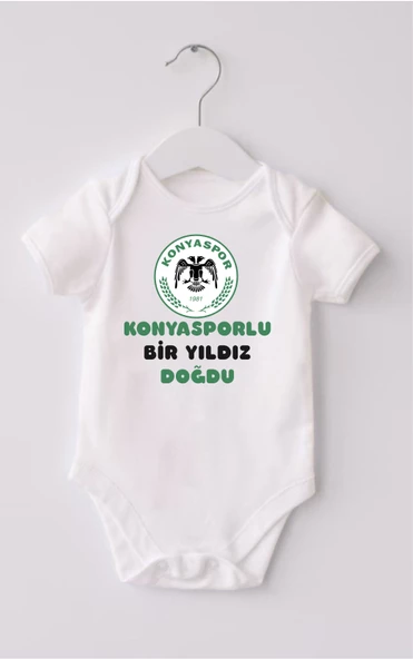 Organik %100 Pamuk Konyasporlu Yıldız Doğdu Bebek  Zıbın Body ZBN108