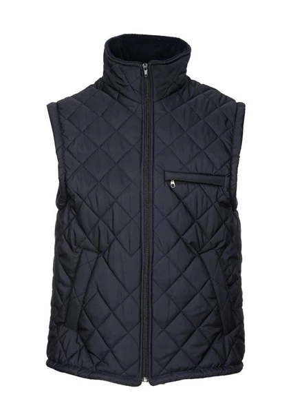 Battal Beden Kapitone Kumaş Yelek Lacivert Renk - 6