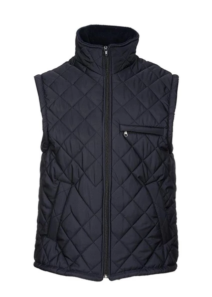 Battal Beden Kapitone Kumaş Yelek Lacivert Renk - 11