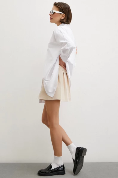 Gömlek Etek Elbise Takım Krem - 6