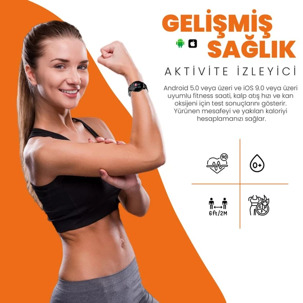 Moodix WE23K18B Akıllı Saat Siyah-Gri - 10