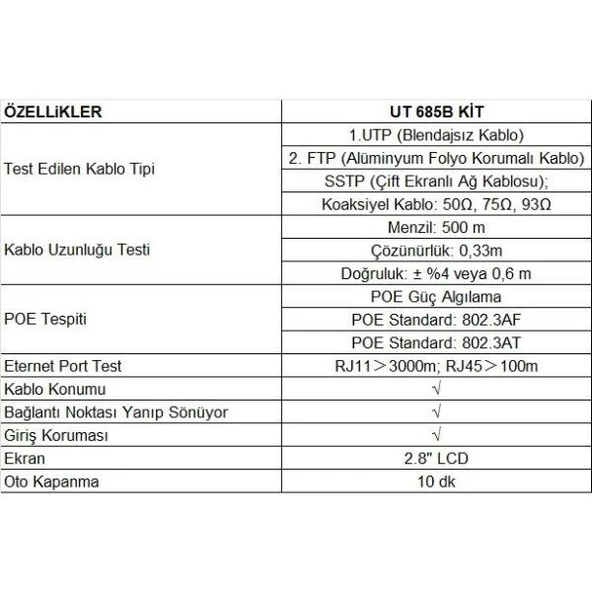 UNIT UT 685B KIT TDR Test Cihazı ;UB - Resim 2