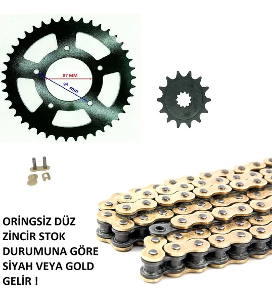 Suzuki Gw 250 ,İnazuma 250 Zincir Dişli Seti Oringsiz Düz Zincirli (520-120 Bakla )_Supermoto ürün görseli 1