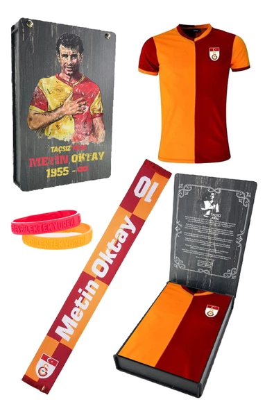 Galatasaray Orijinal Metin Oktay Hediye Set Sevgililer Günü Hediyesi T-shirt + Şal (atkı) + Bileklik - 8