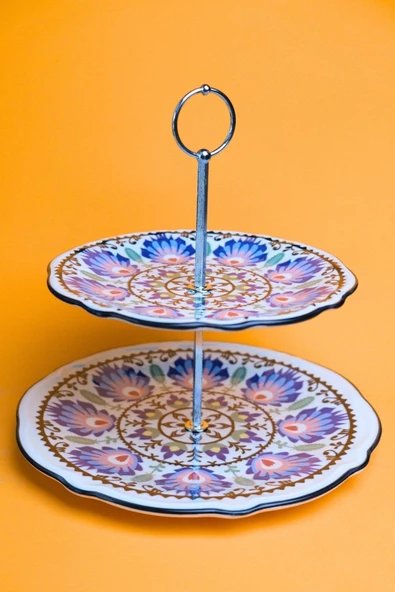 Jamuor Roys Fulya Porselen Katlı Kurabiyelik Aparatlı ( 21cm 26cm ) - 3