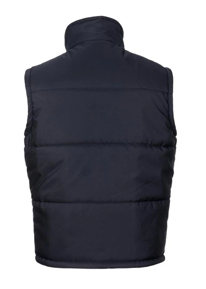 Battal Beden Dikişli Yandan Cepli Polarlı Kumaş Yelek Lacivert Renk - 2