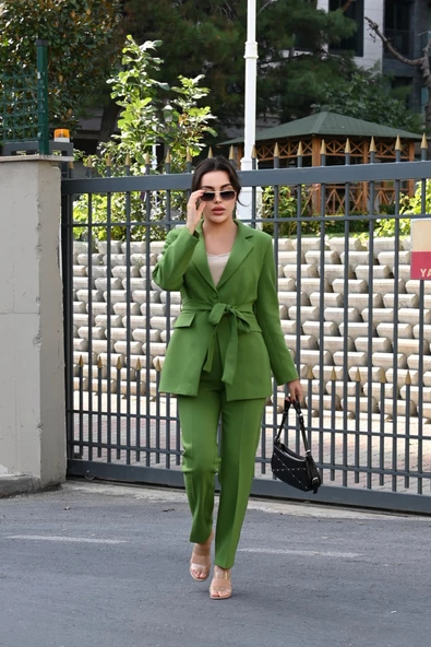 Kadın Kuşaklı Ceket Takım 9000-24 - 11