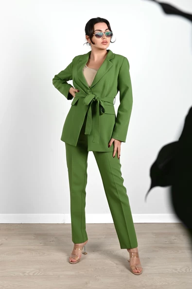 Kadın Kuşaklı Ceket Takım 9000-24 - 8