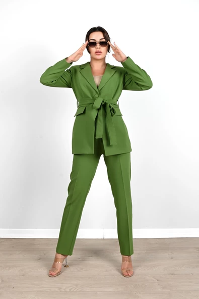 Kadın Kuşaklı Ceket Takım 9000-24 - 7