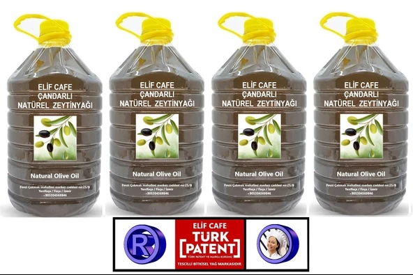 Elif Cafe Çandarlı Natural Zeytinyağı 5 lt Pet Şişe zeytinyağı 5 litre 4 adet