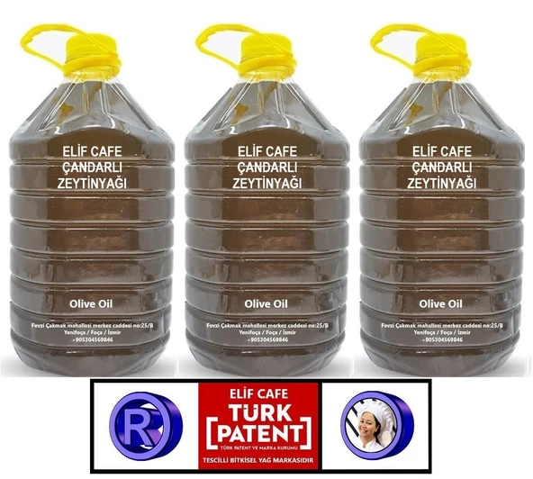 Elif Cafe Çandarlı Zeytinyağı 5 lt Pet Şişe zeytinyağı 5 litre 3 adet