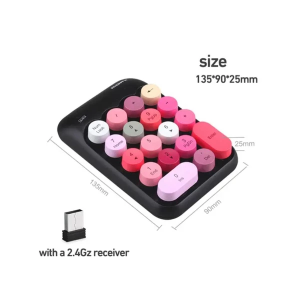 Kablosuz Retro Numpad 18 Tuşlu Numerik Muhasebe Ofis Klavyesi - 9