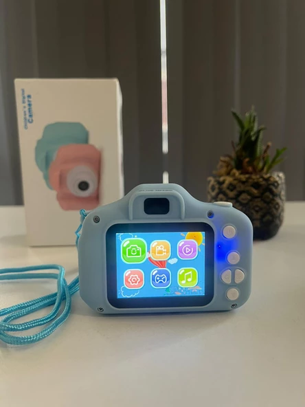 Çocuk Dijital Fotoğraf Makinesi 1080p Hd SD Kart Girişli Oyunlu - 6