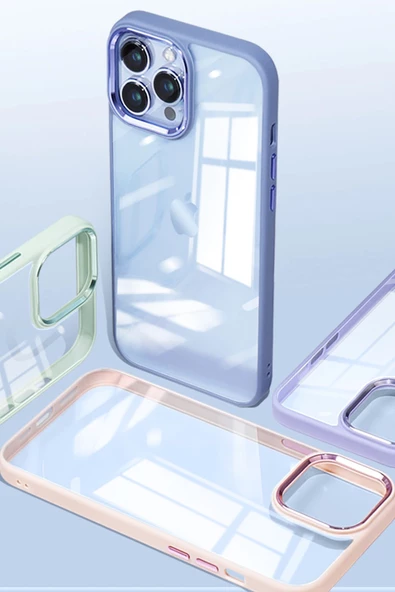Iphone 13 Pro Max Uyumlu Kristal Bold Serisi Darbeye Dayanıklı Metal Lens Koruma Özel Lüks Kılıf - 8
