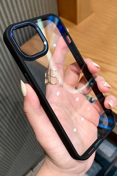 Iphone 13 Pro Max Uyumlu Kristal Bold Serisi Darbeye Dayanıklı Metal Lens Koruma Özel Lüks Kılıf - 5