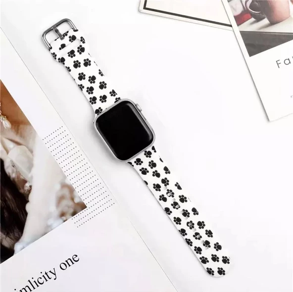 Apple Watch Seri 2/3/4/5/6/7 42mm 44mm 45mm Uyumlu Zebra Desenli Silikon Kordon - 8