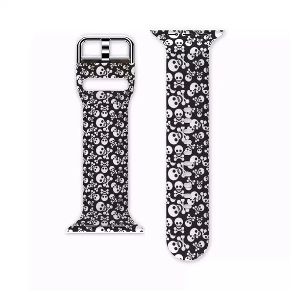 Apple Watch Seri 2/3/4/5/6/7 42mm 44mm 45mm Uyumlu Zebra Desenli Silikon Kordon - 7