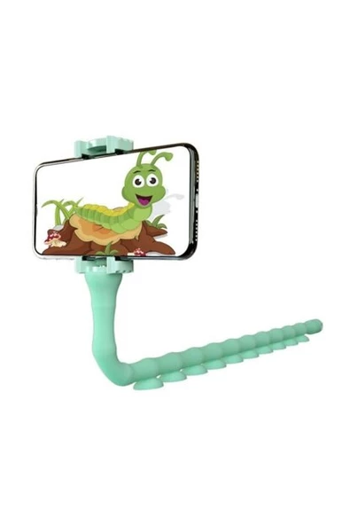 Tüm Telefonlar Için Solucan Lazy Holder Telefon Tutucu Turkuaz - 3