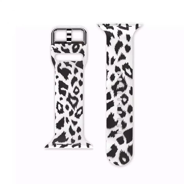 Apple Watch Seri 2/3/4/5/6/7 42mm 44mm 45mm Uyumlu Zebra Desenli Silikon Kordon - 5