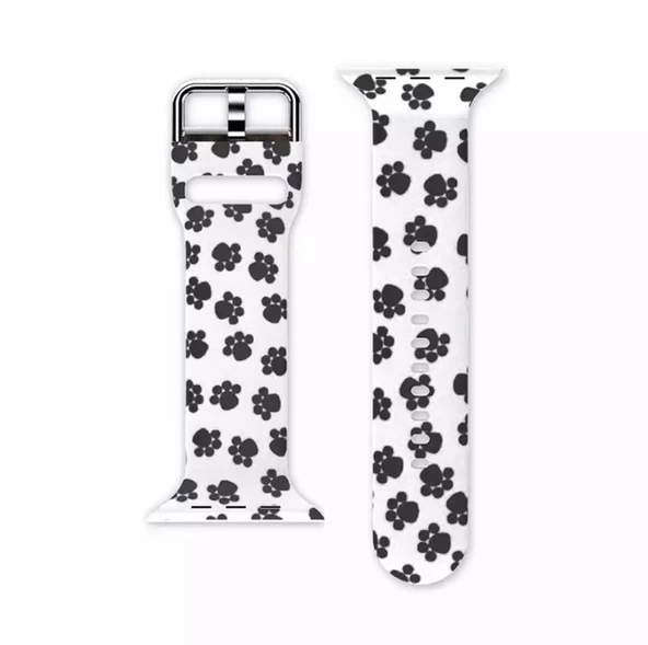 Apple Watch Seri 2/3/4/5/6/7 42mm 44mm 45mm Uyumlu Zebra Desenli Silikon Kordon - 9