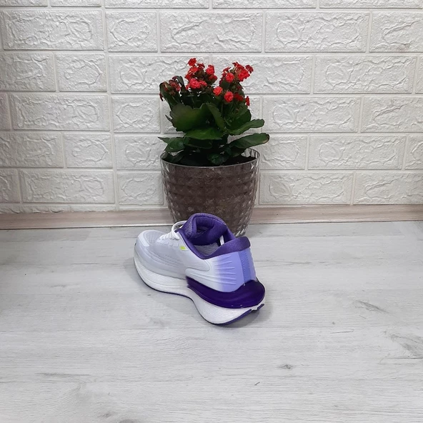 M.P 1674 beyaz-mor  Fuspetli Bayan Yürüyüş Dolgu Spor Ayakkabı - 12