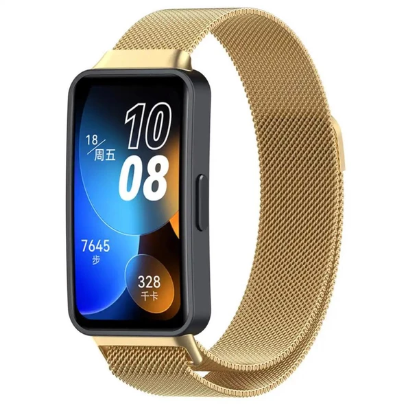 Huawei Band 8 Kordon Metal Mıknatıslı Hasır Kayış - Resim 4