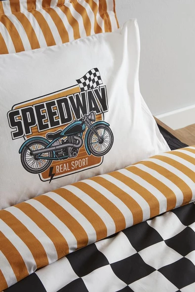 Young Speed Way %100 Pamuk Tek Kişilik Fitted Nevresim Takımı - 4