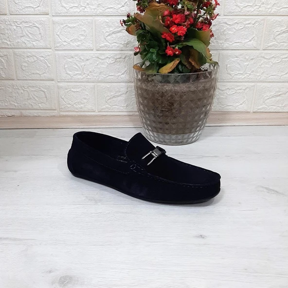 Fiyra Tkn Lacivert Nubuk Hakiki Deri Erkek Babet Günlük Ayakkabı - 8