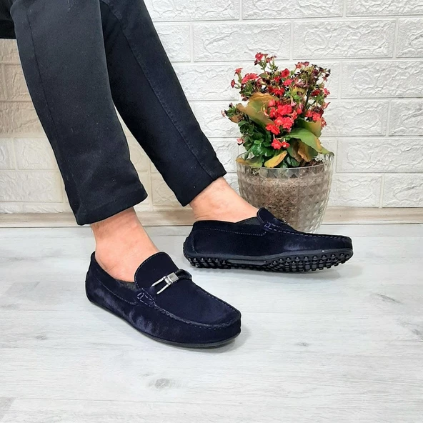 Fiyra Tkn Lacivert Nubuk Hakiki Deri Erkek Babet Günlük Ayakkabı - 3